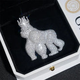 GL Iced Out Crown Gorilla Pendant Full VVS Moissanite Diamond